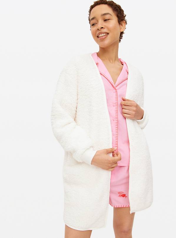 Cream Borg Fleece Dressing Gown L