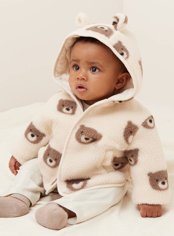 Bear Print Borg Fleece Jacket 9-12 months