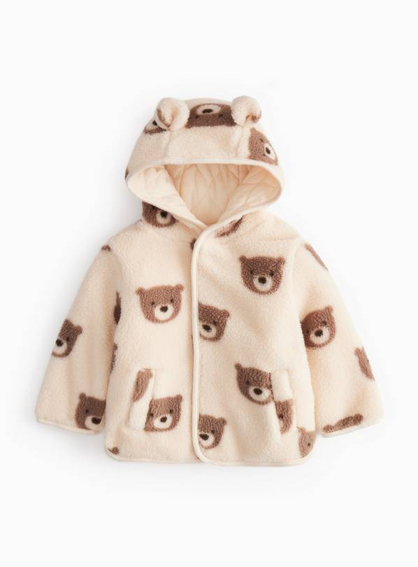 Bear Print Borg Fleece Jacket Up to 3 mths