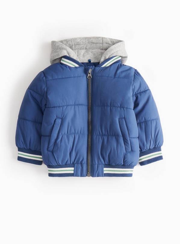 Blue Hooded Bomber Jacket 6-9 months