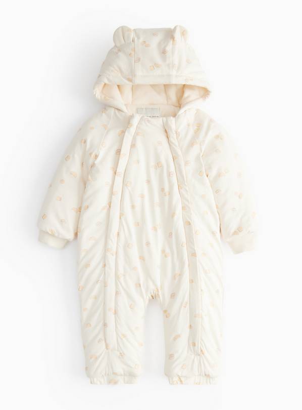 Croissant Print Fleece Lined Pramsuit 3-6 months