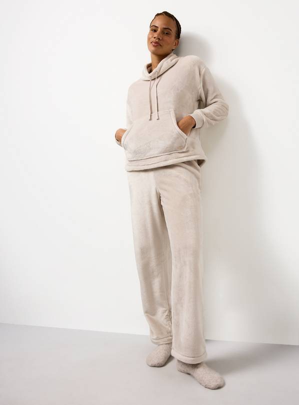 Latte Cowl Neck Plush Pyjama Set XL