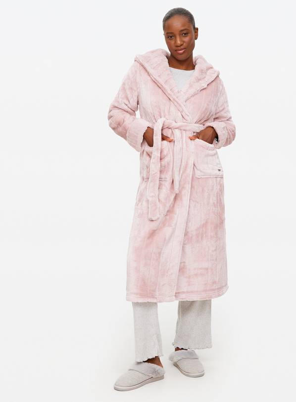 Pink Plush Fleece Longline Dressing Gown M