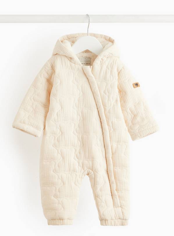Quilted Bear Muslin Pramsuit 6-9 months