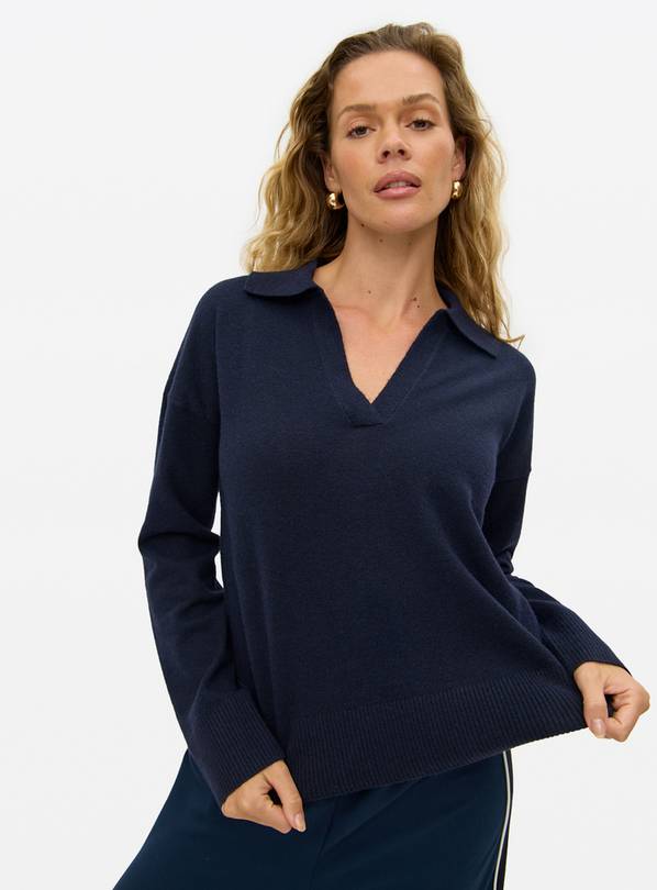 Navy Cosy Yarn Collared Jumper 8