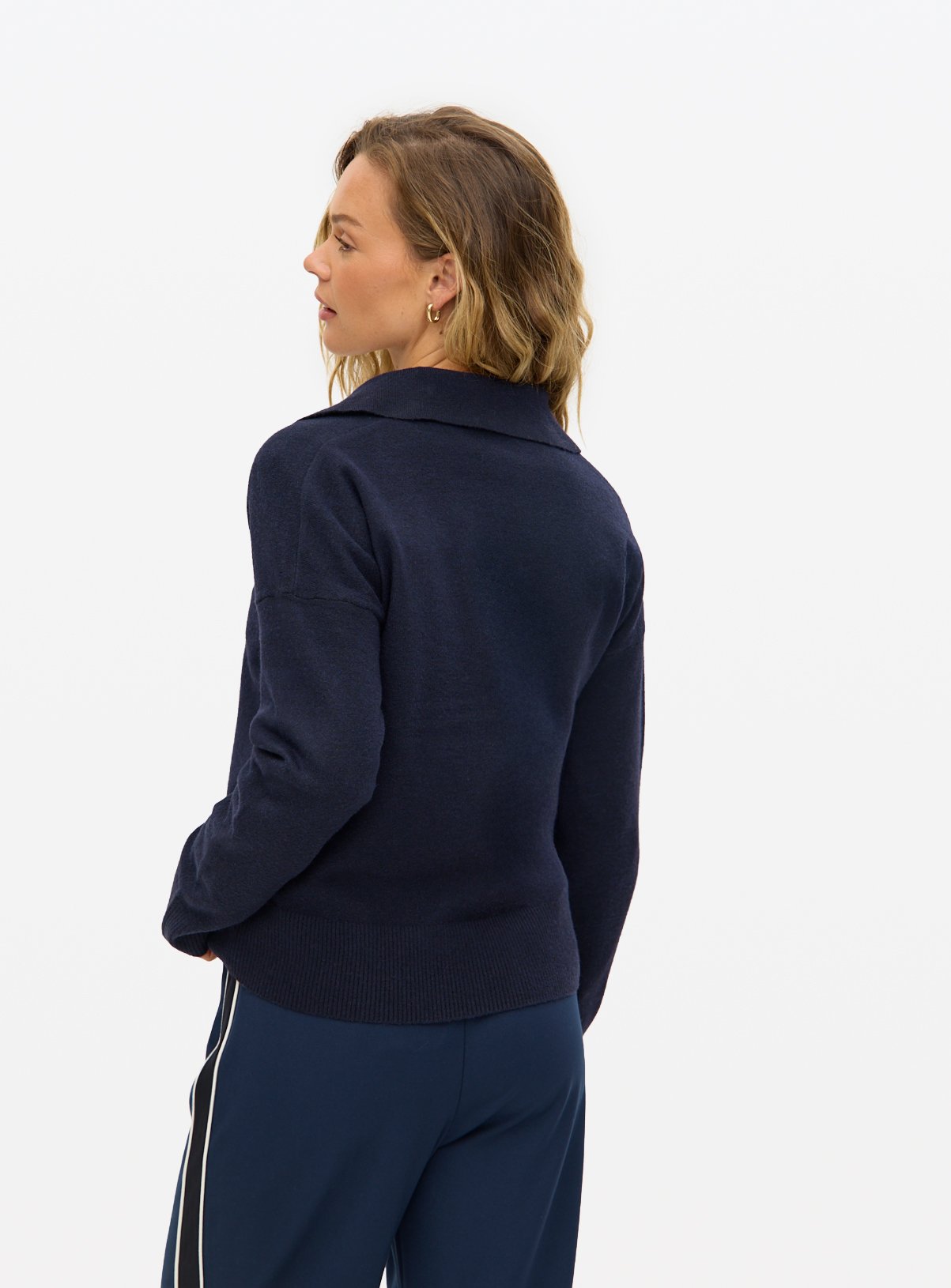 Navy Cosy Yarn Collared Jumper 8 - Image 4 thumbnail