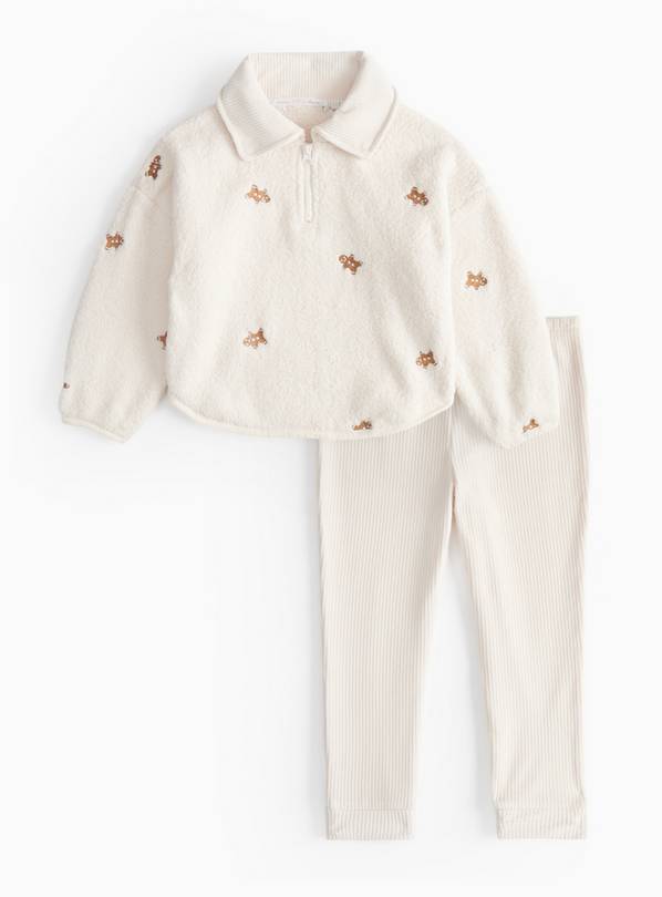 Cream Bear Borg Top & Legging Set 3-4 years