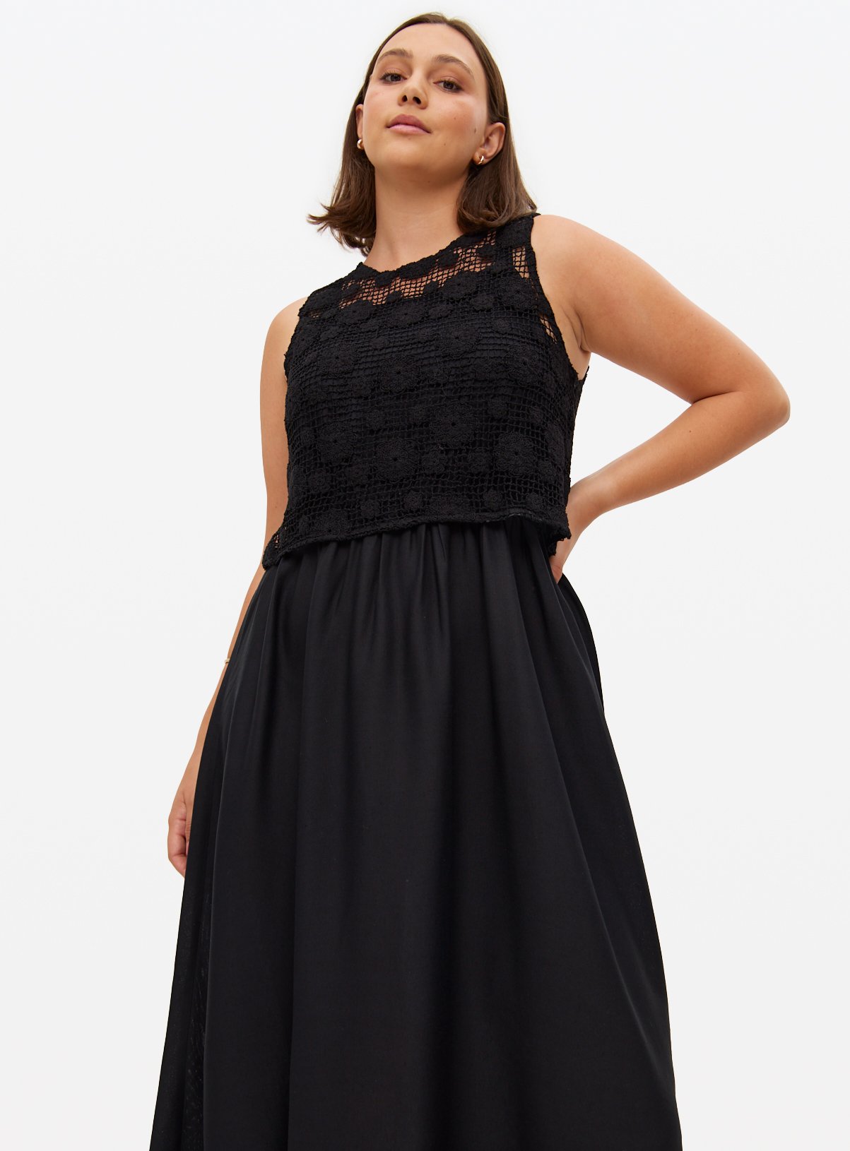 Black Crochet Overlay Midaxi Dress 12 - Image 2 thumbnail