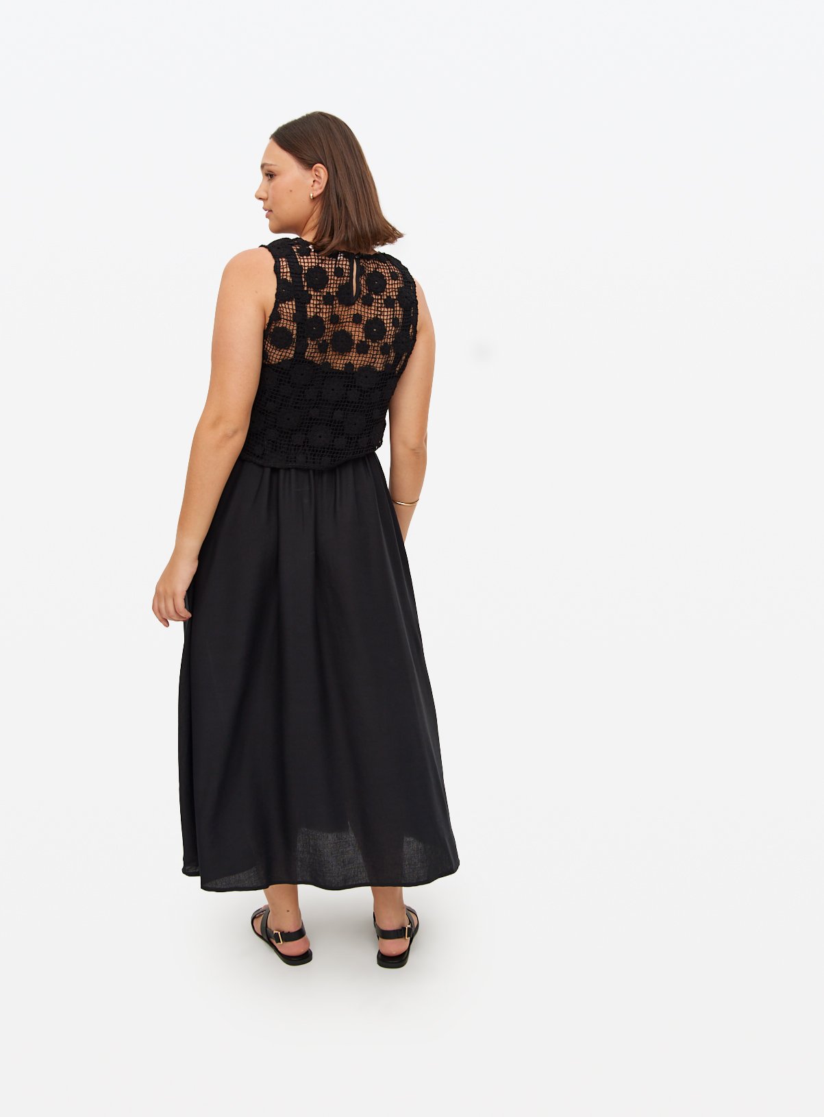 Black Crochet Overlay Midaxi Dress 12 - Image 4 thumbnail