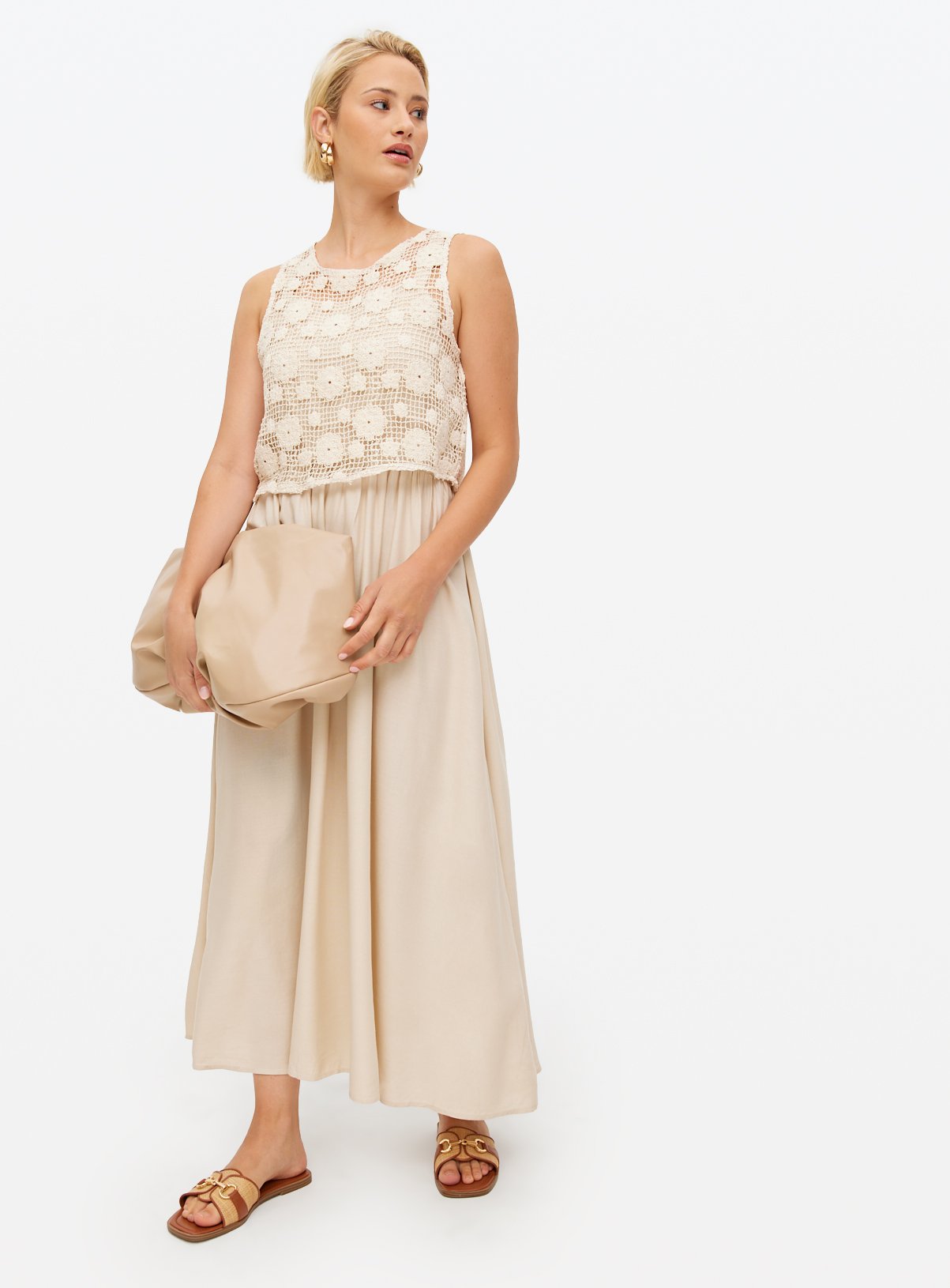 Neutral Crochet Overlay Midaxi Dress 12 - Image 2 thumbnail
