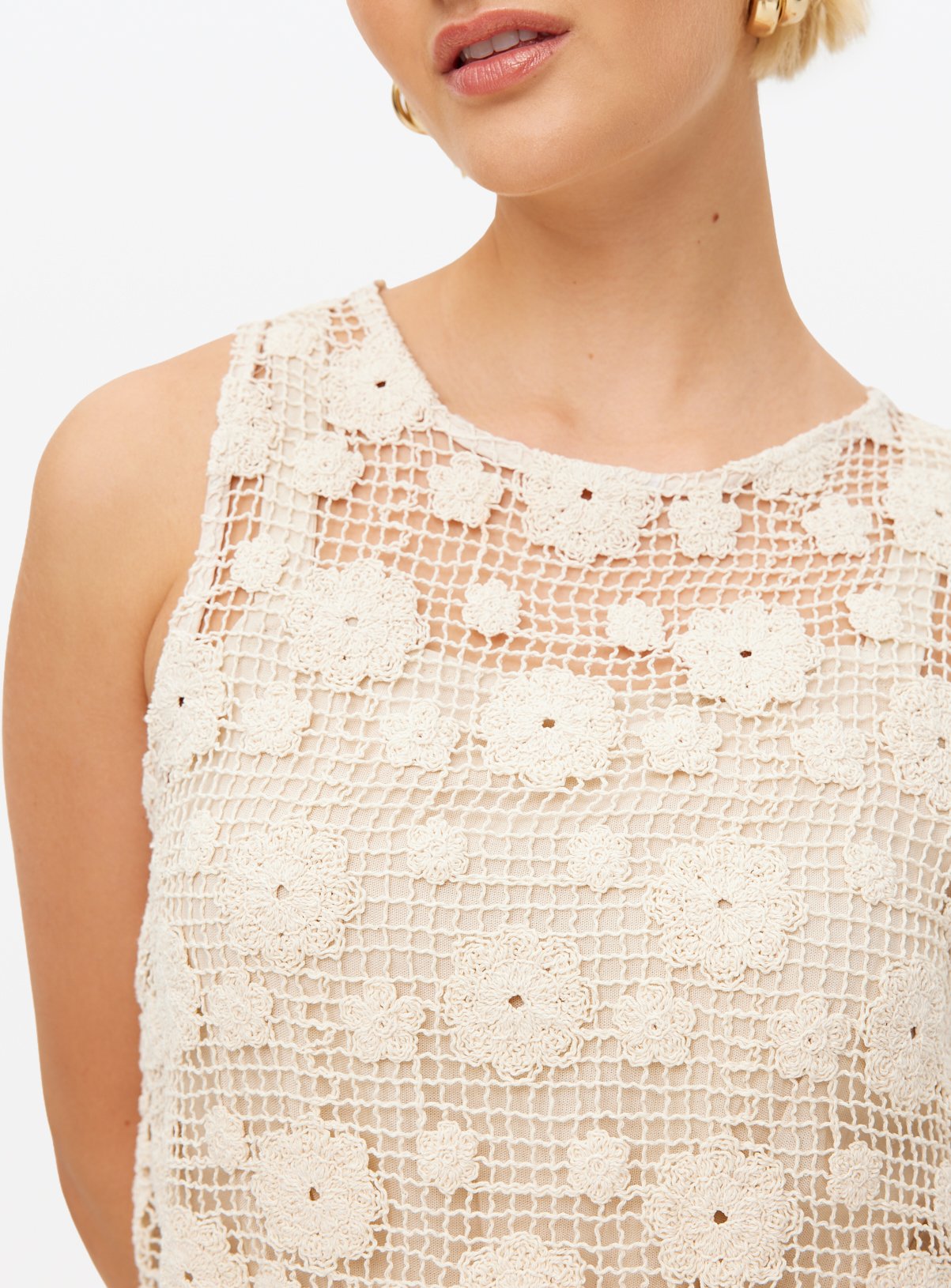 Neutral Crochet Overlay Midaxi Dress 12 - Image 3 thumbnail
