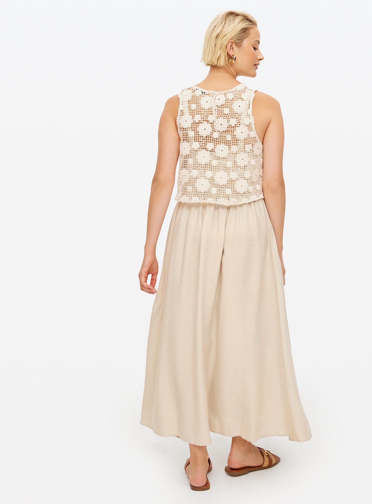 Neutral Crochet Overlay Midaxi Dress 12 - Image 4 thumbnail