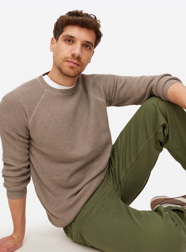 Brown Raglan Sleeve Crew Neck Jumper L