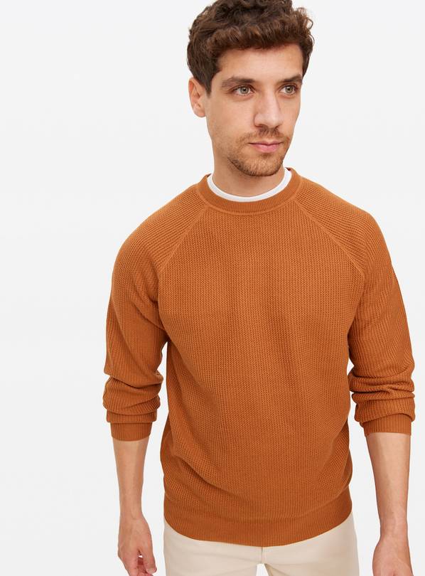 Orange Raglan Sleeve Crew Neck Jumper L