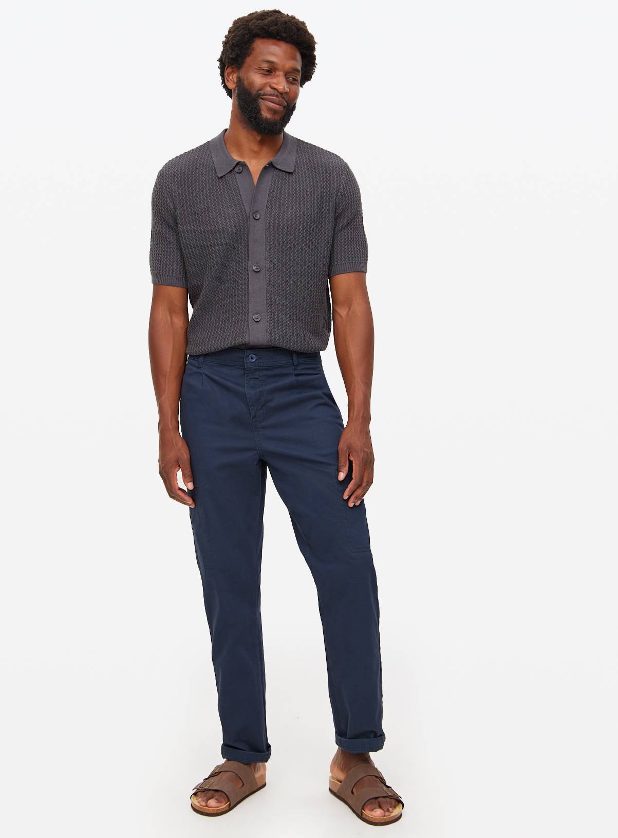 Charcoal Wave Stitch Button-Through Shirt  XXXXL - Image 2