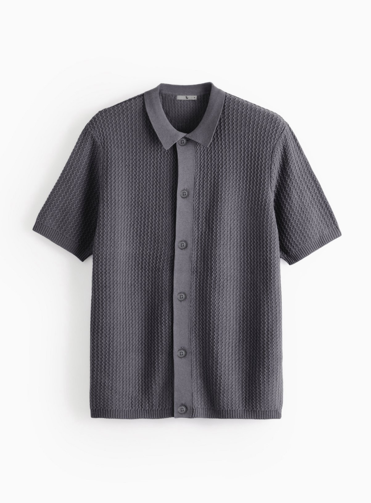 Charcoal Wave Stitch Button-Through Shirt  XXXXL - Image 3 thumbnail