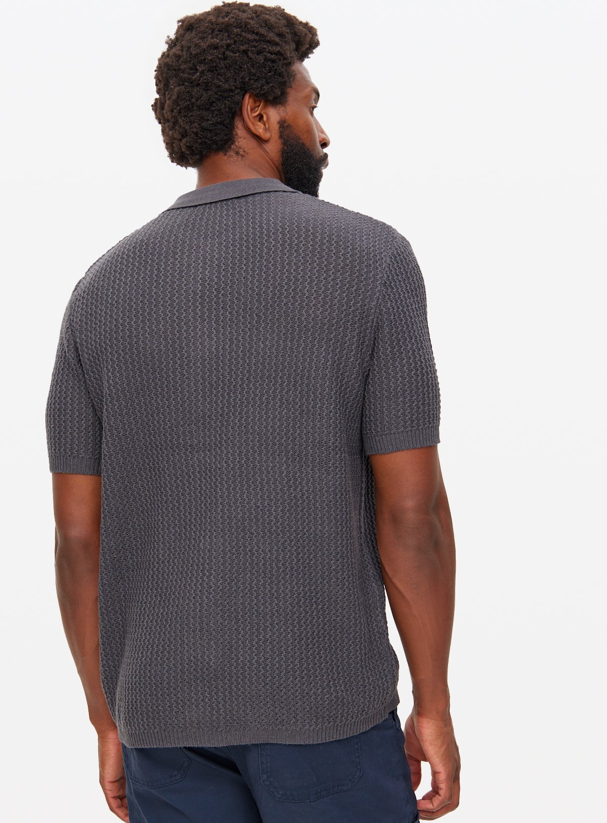 Charcoal Wave Stitch Button-Through Shirt  XXXXL - Image 5 thumbnail