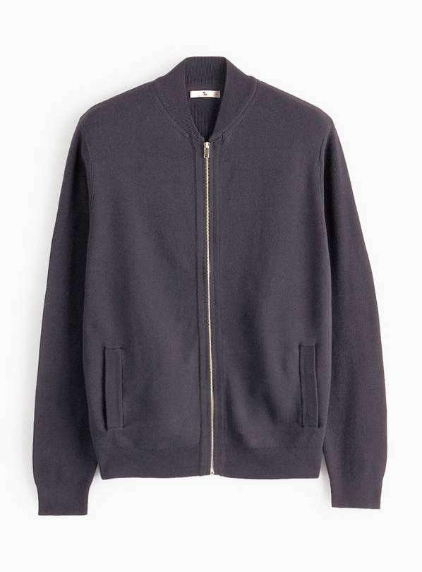 Charcoal Knitted Bomber Jacket S