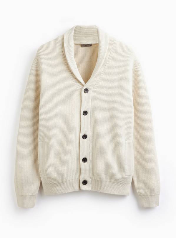Oatmeal Ribbed Shawl Neck Cardigan XXXL