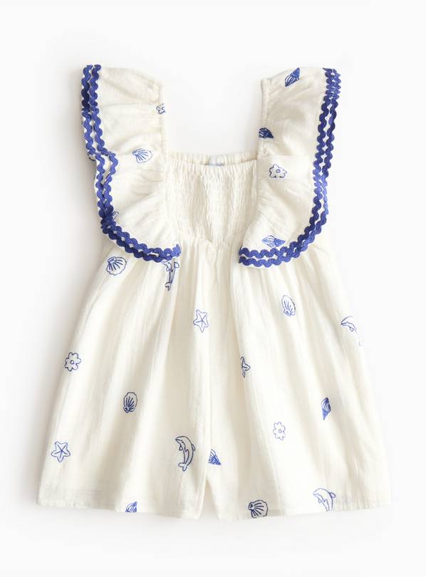 White Embroidered Woven Playsuit 1-2 years