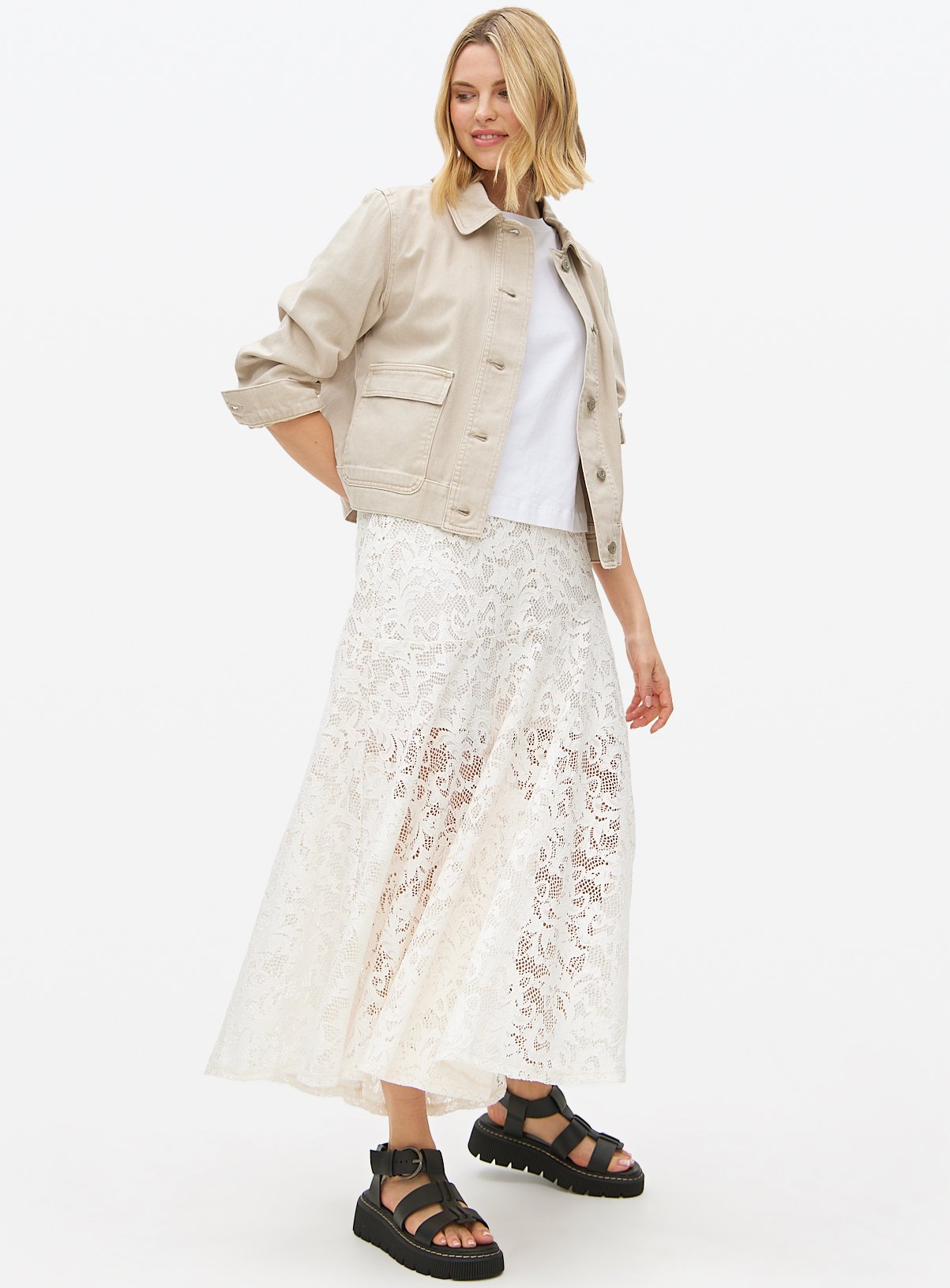 Cream Lace Maxi Skirt 14 - Image 2 thumbnail