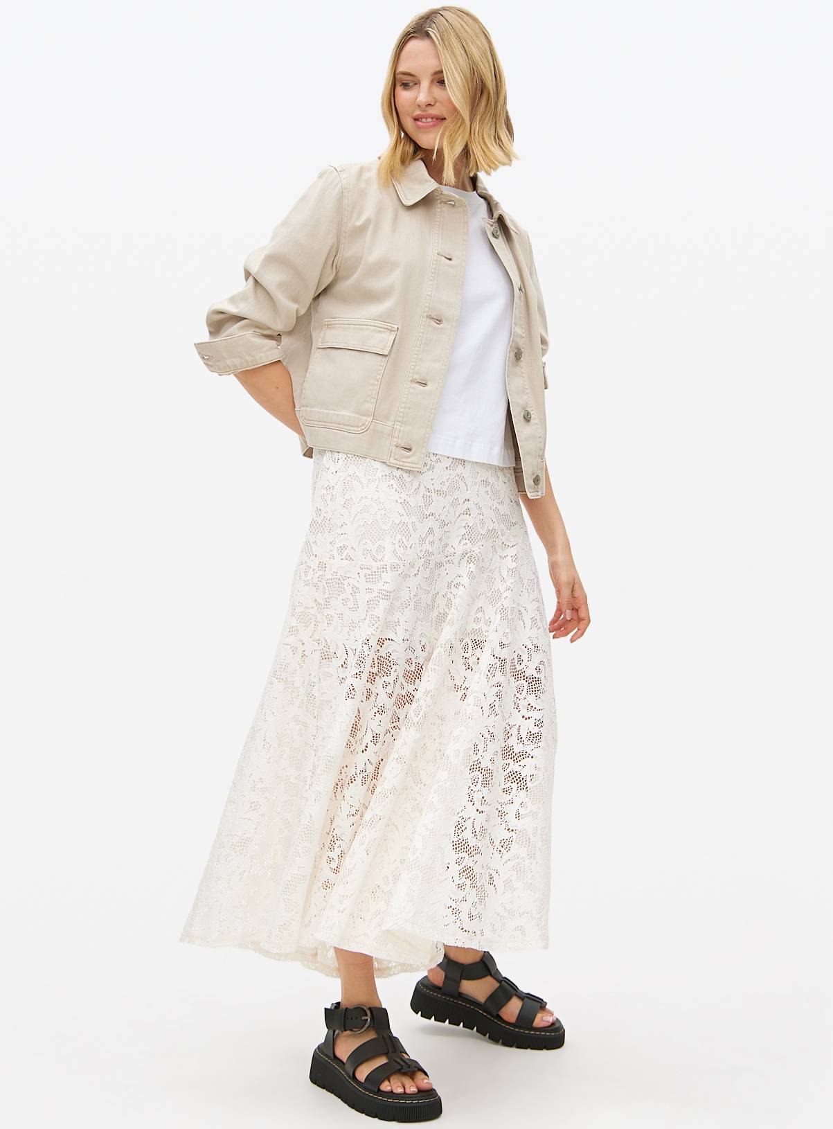 Cream Lace Maxi Skirt 14 - Image 2