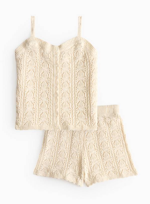 Cream Knitted Top & Shorts Co-ord Set 8 years