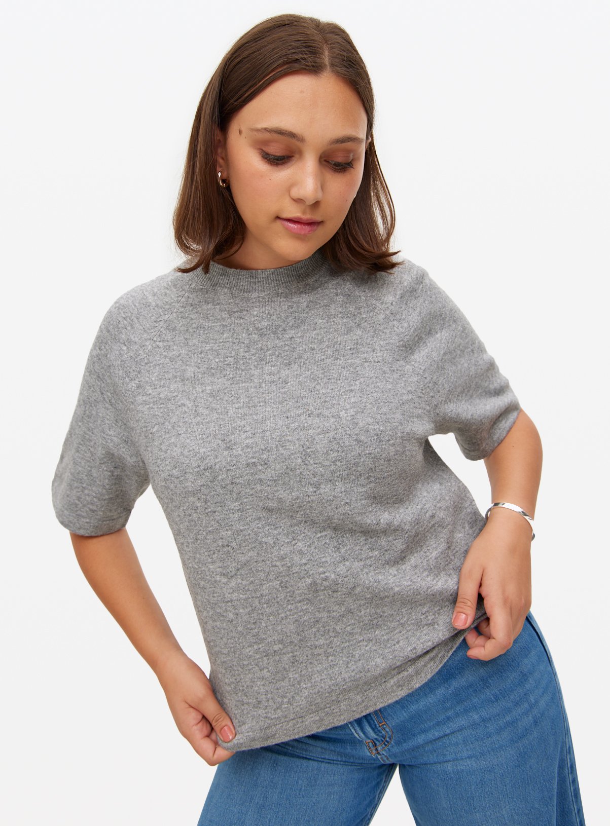 Grey Relaxed Soft Knit T-Shirt 22