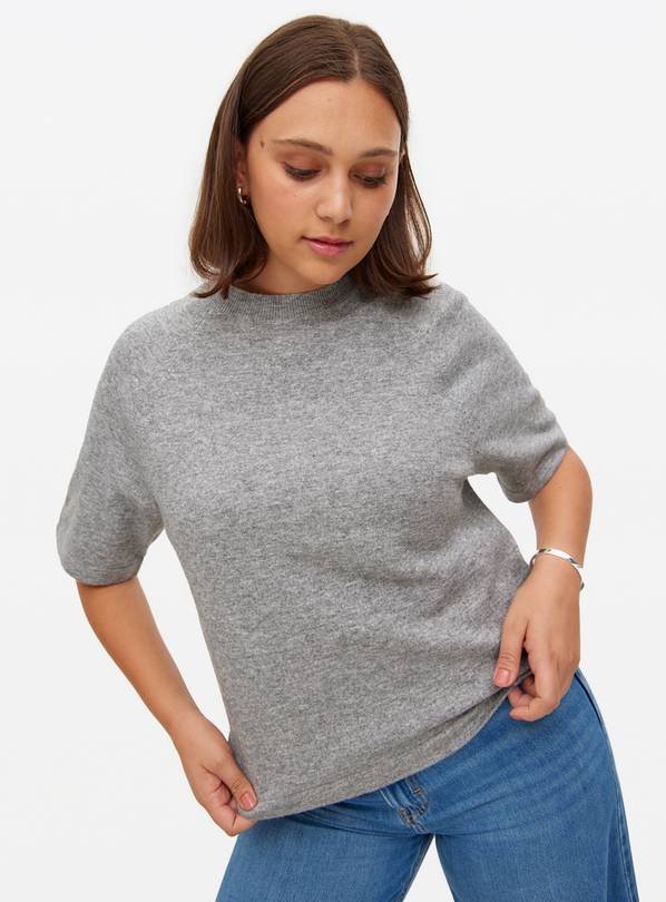 Grey Relaxed Soft Knit T-Shirt 24