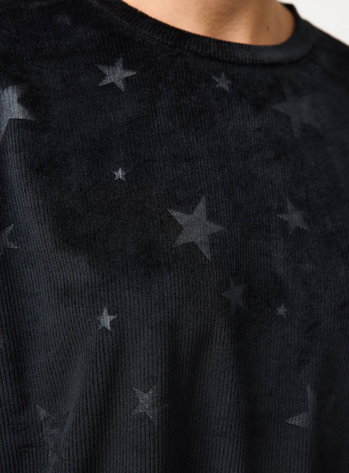 Black Star Embossed Velour Co-ord Pyjama Top XL - Image 3