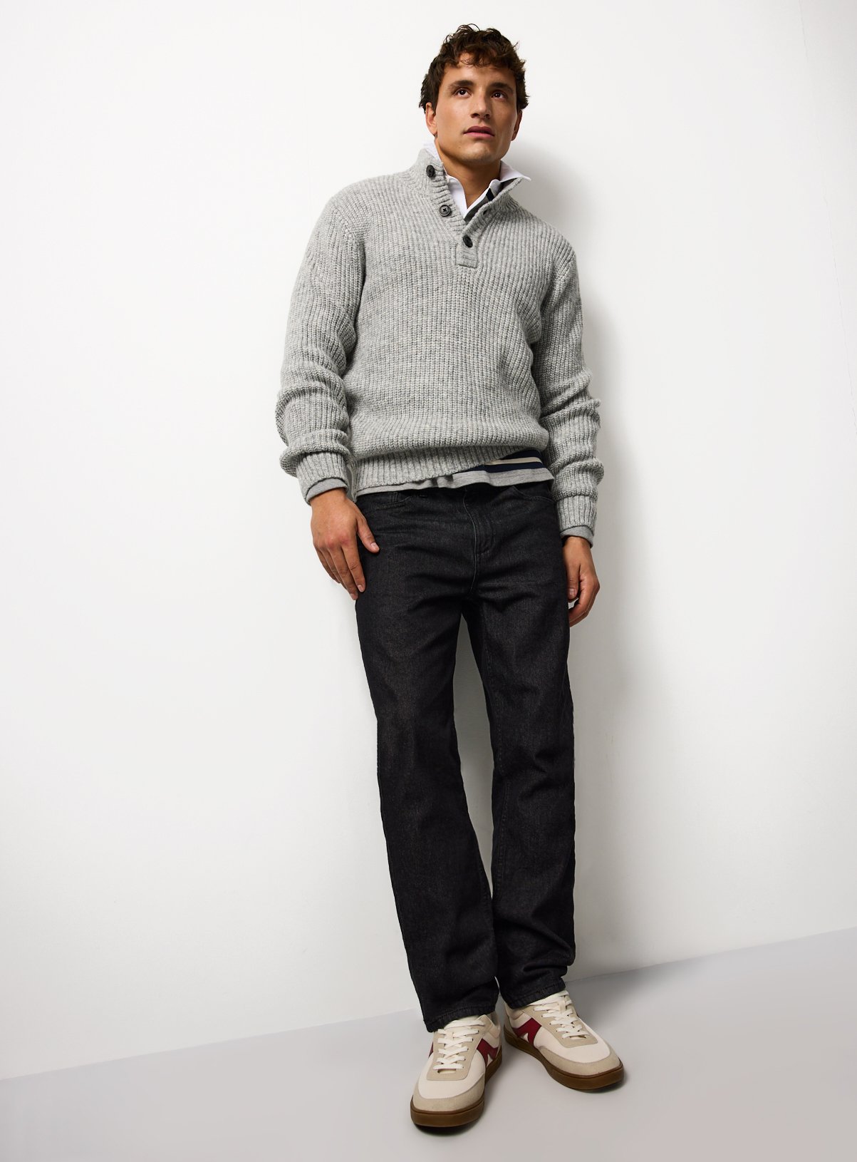 Grey Funnel Neck Knitted Jumper XXL - Image 2 thumbnail