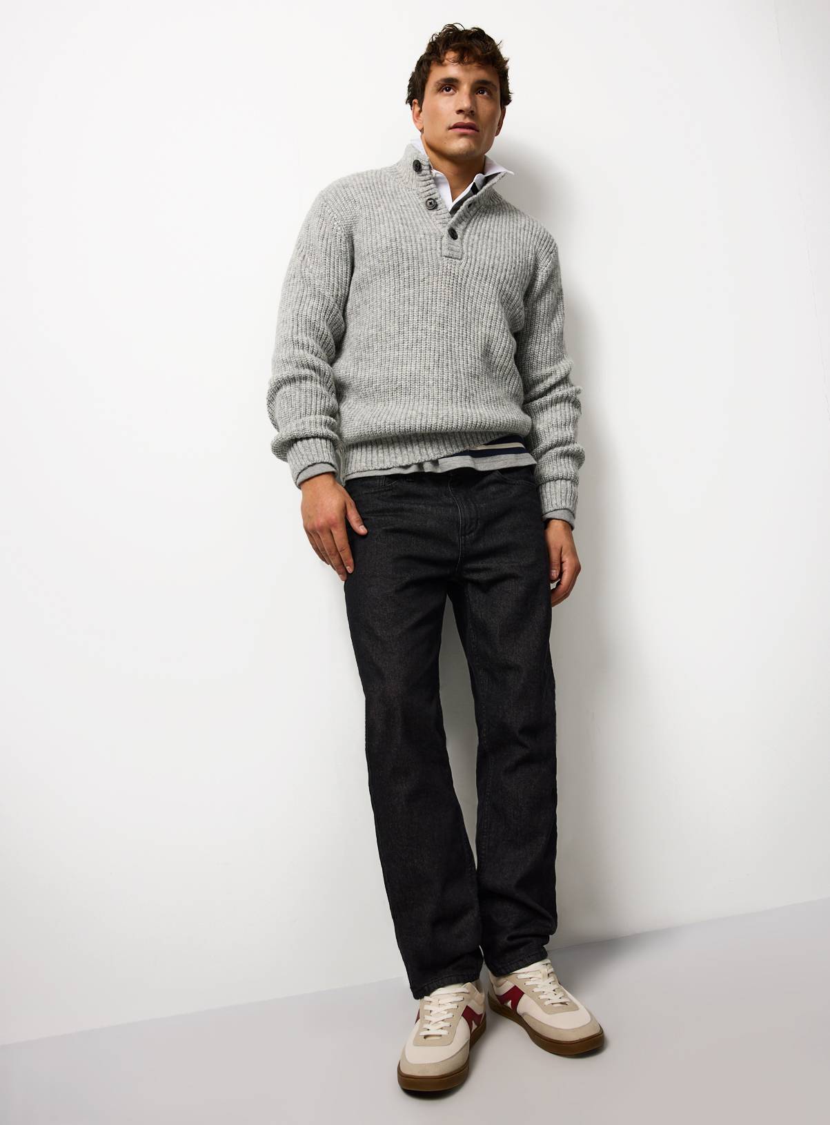 Grey Funnel Neck Knitted Jumper XXL - Image 2