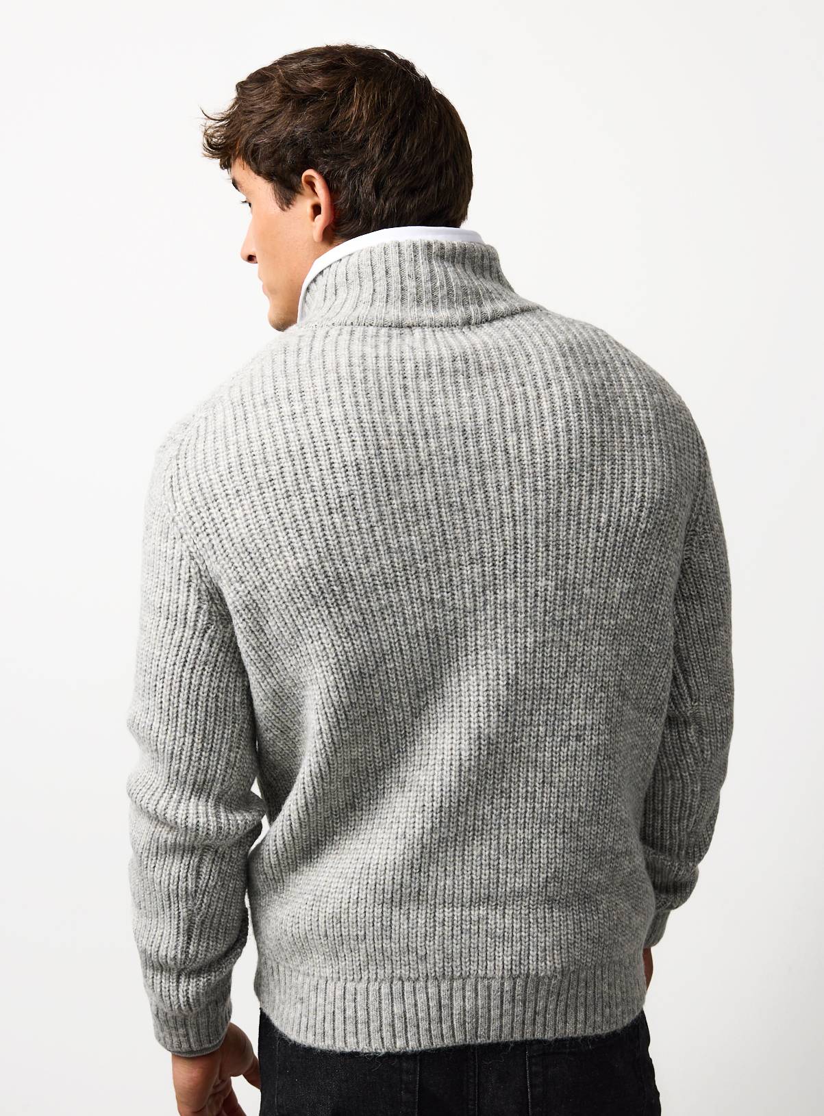 Grey Funnel Neck Knitted Jumper XXL - Image 5