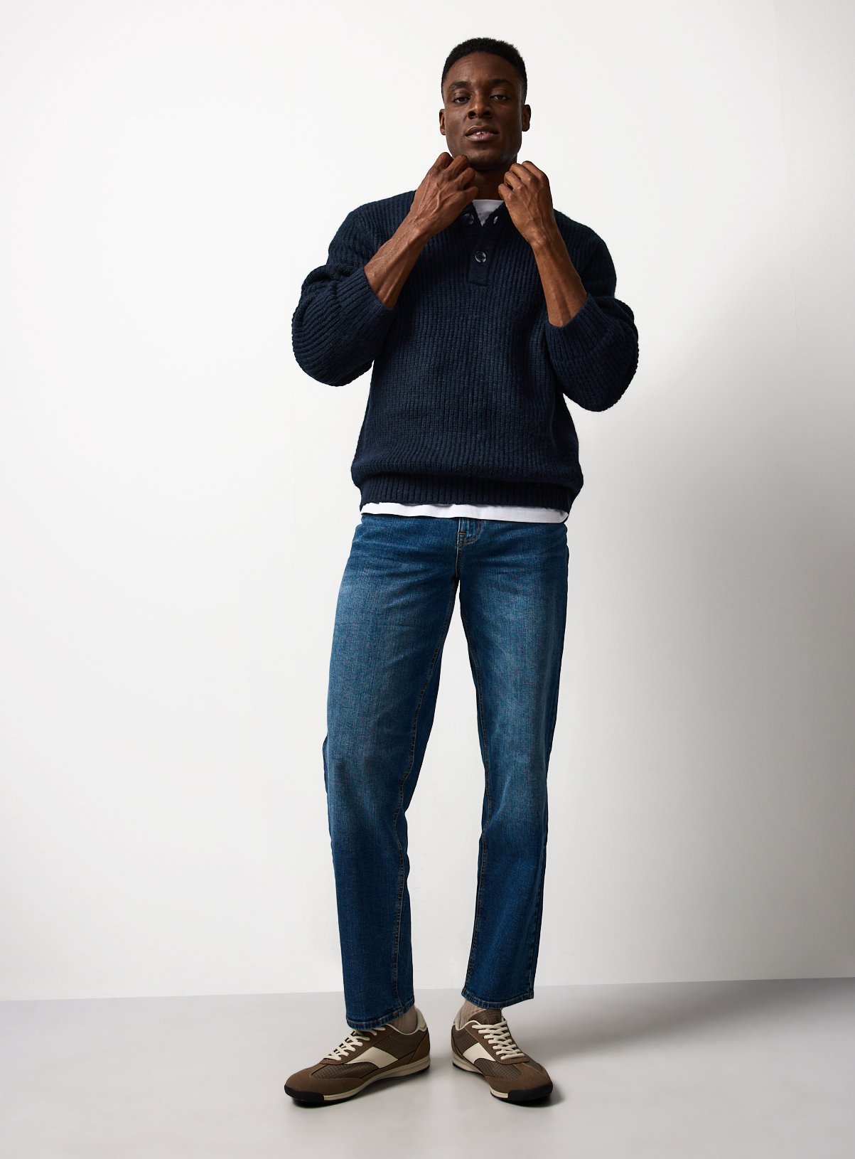 Navy Funnel Neck Knitted Jumper XXL - Image 2 thumbnail