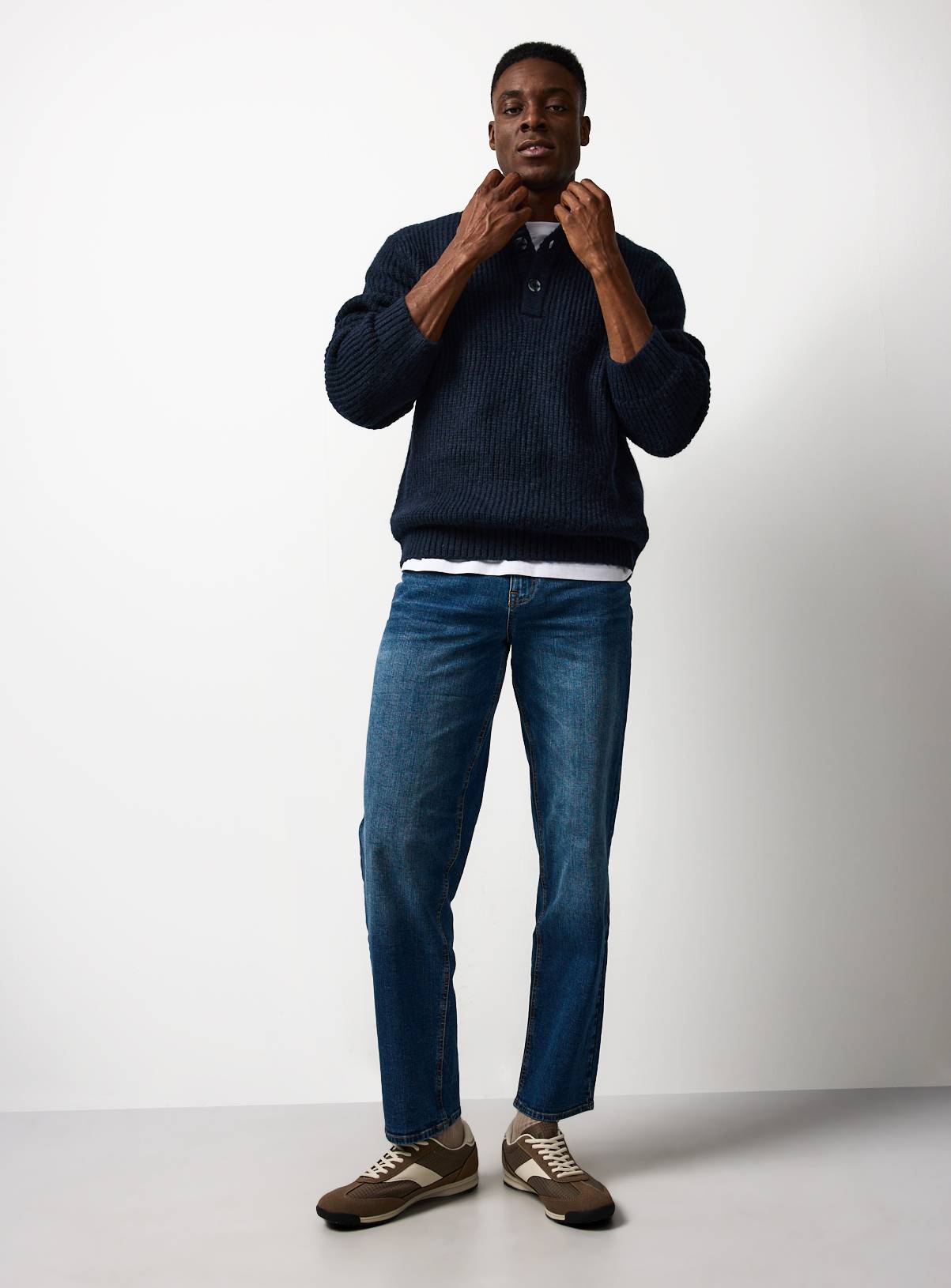 Navy Funnel Neck Knitted Jumper XXL - Image 2