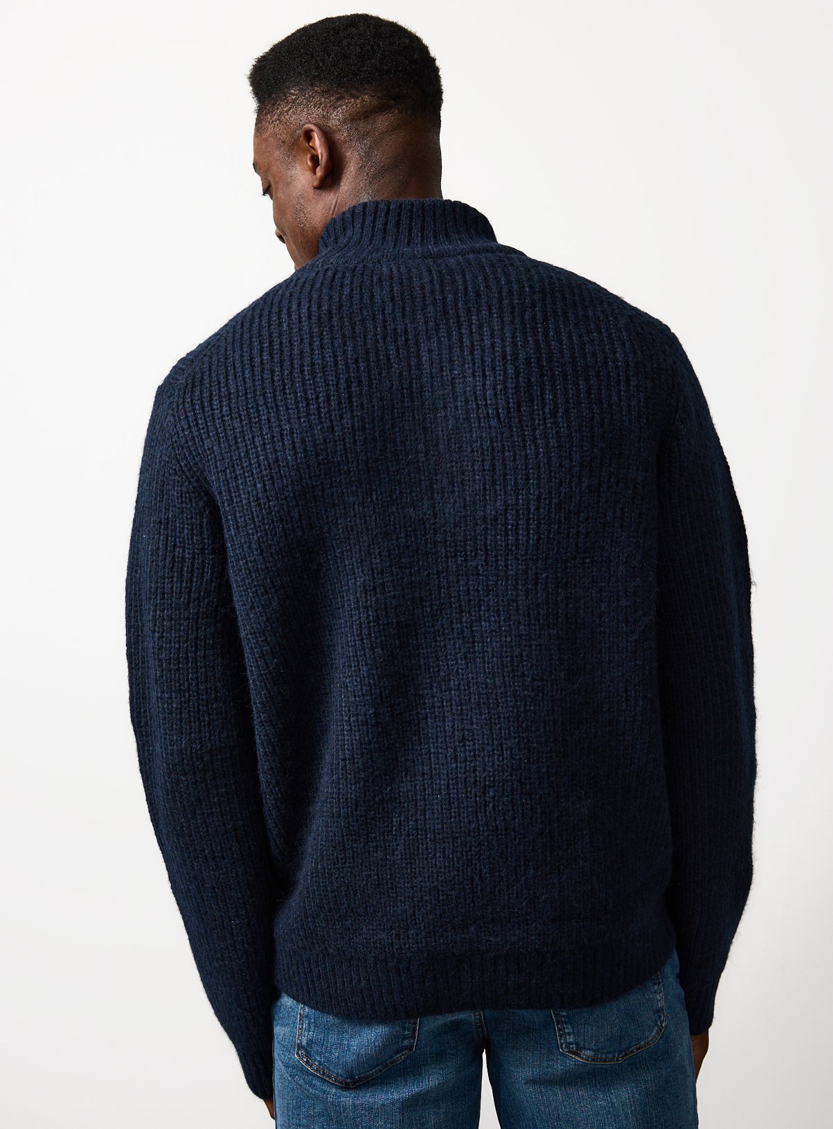 Navy Funnel Neck Knitted Jumper XXL - Image 5 thumbnail