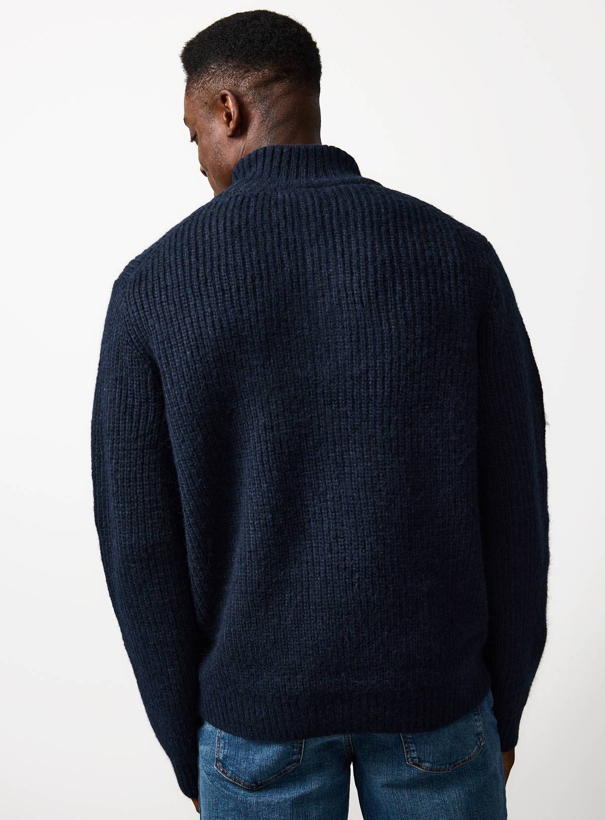 Navy Funnel Neck Knitted Jumper XXL - Image 5