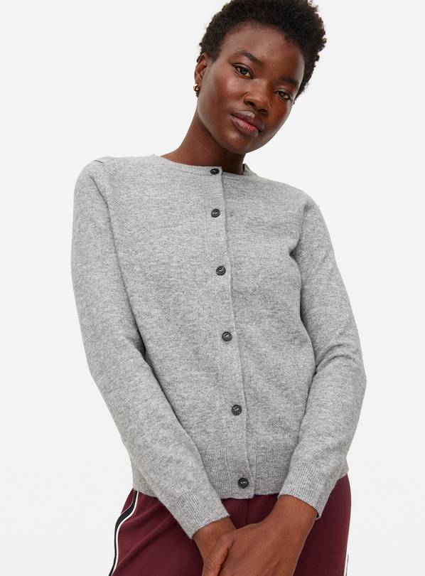 Grey Soft Knit Crew Neck Cardigan 10