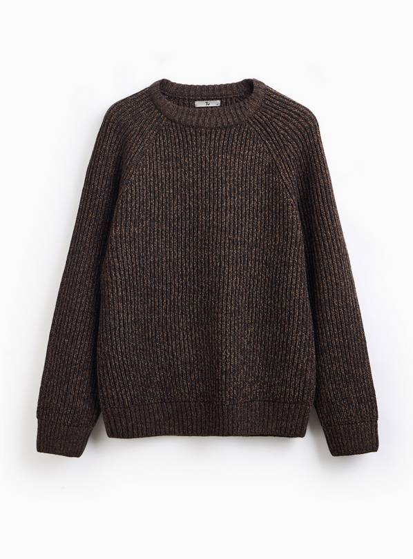Brown Twist Knitted Crew Jumper XL