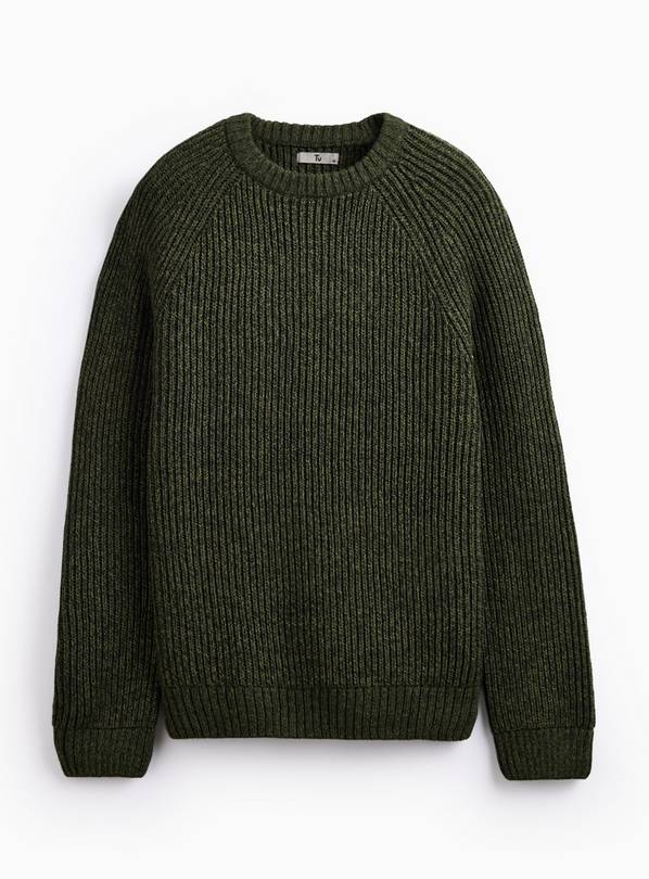 Khaki Twist Knitted Crew Jumper XXXL