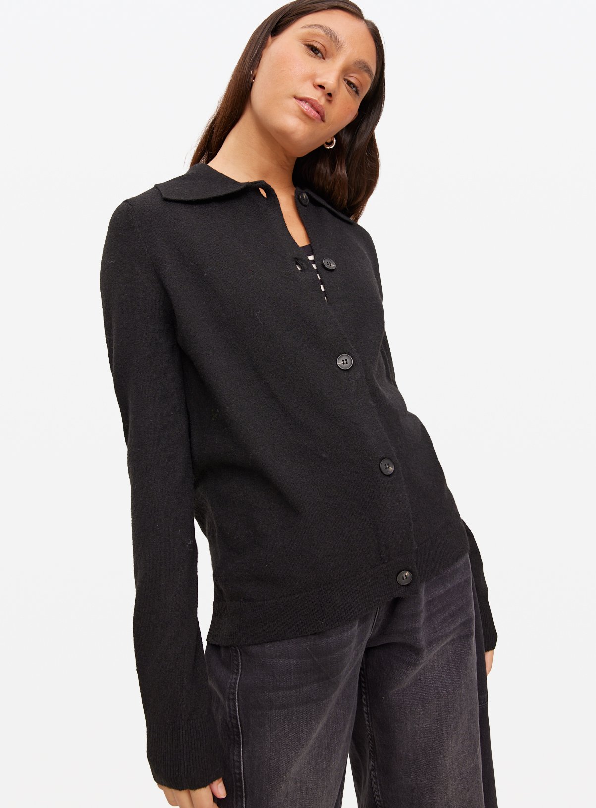 Black Cosy Collared Cardigan