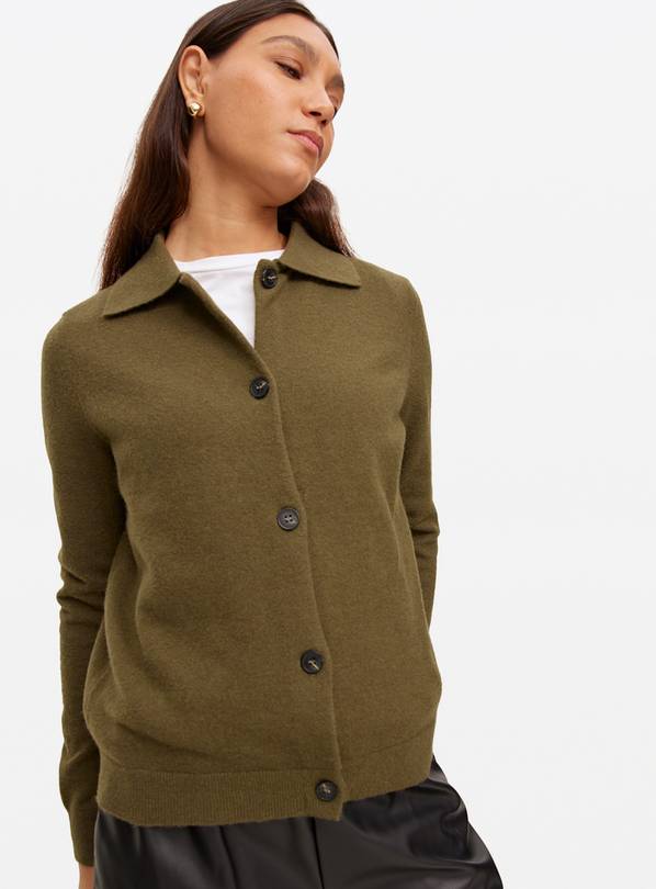 Khaki Cosy Collared Cardigan 18