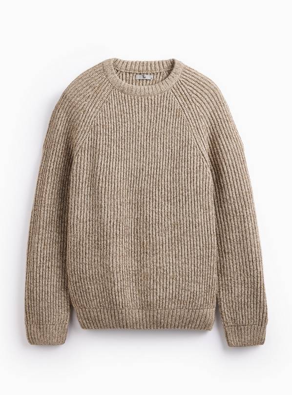 Oatmeal Twist Knitted Crew Jumper S
