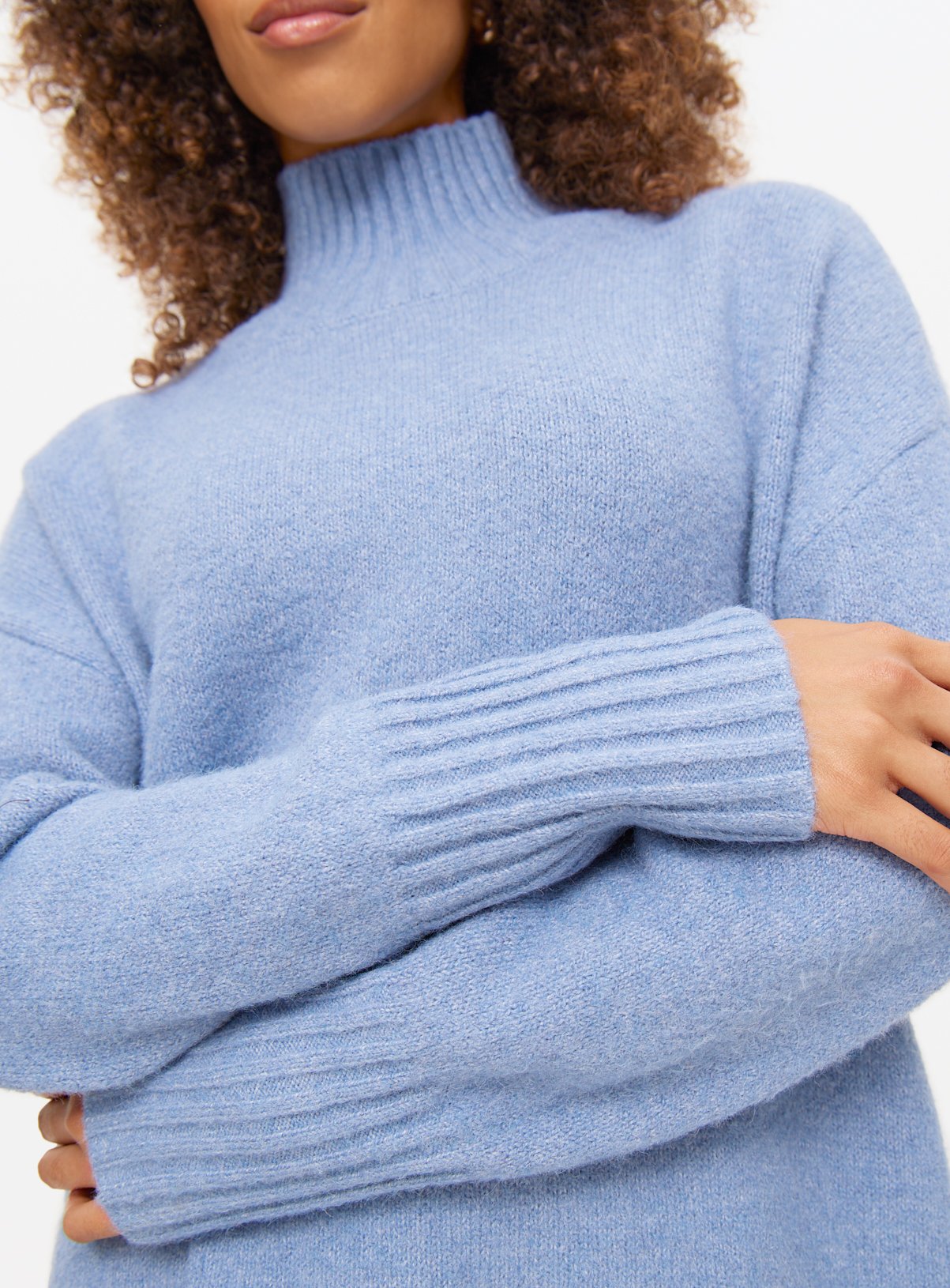 Blue Longline High Neck Jumper L - Image 2 thumbnail