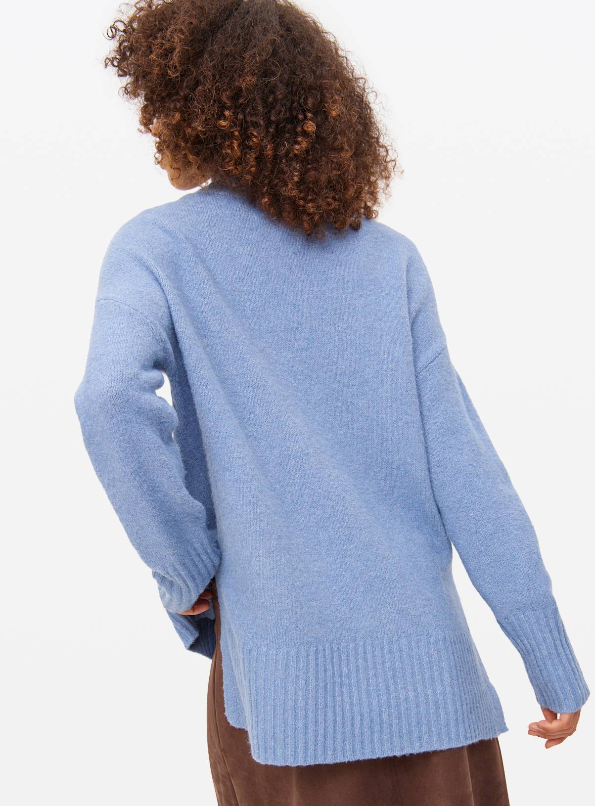 Blue Longline High Neck Jumper L - Image 4