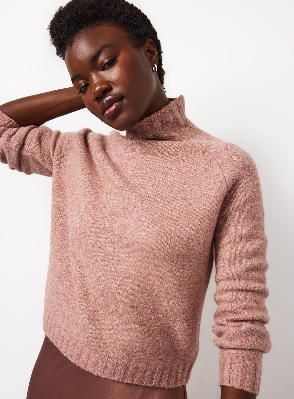 Pink High Neck Neppy Knitted Jumper 6 - Image 1 thumbnail