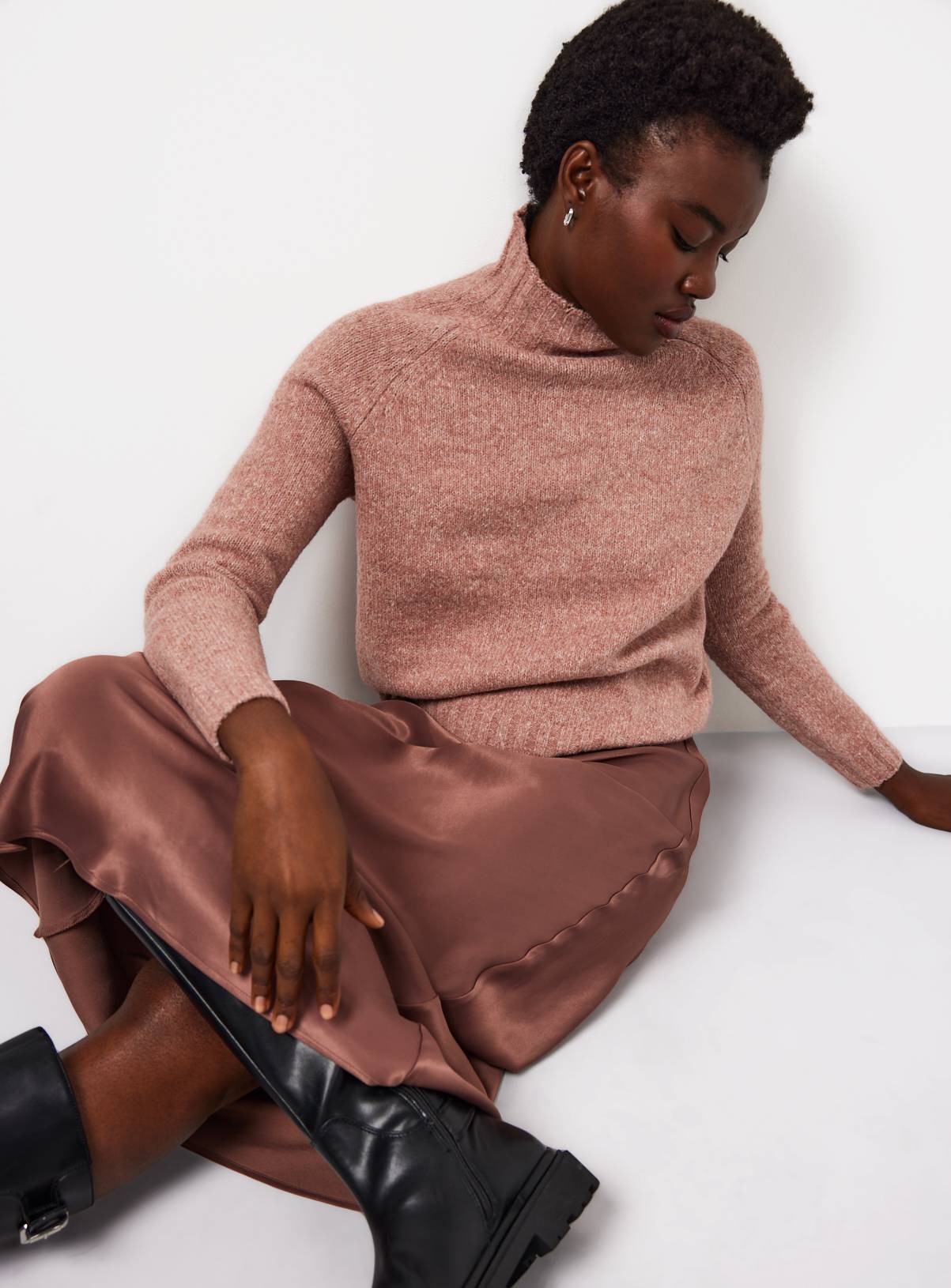 Pink High Neck Neppy Knitted Jumper 6 - Image 2