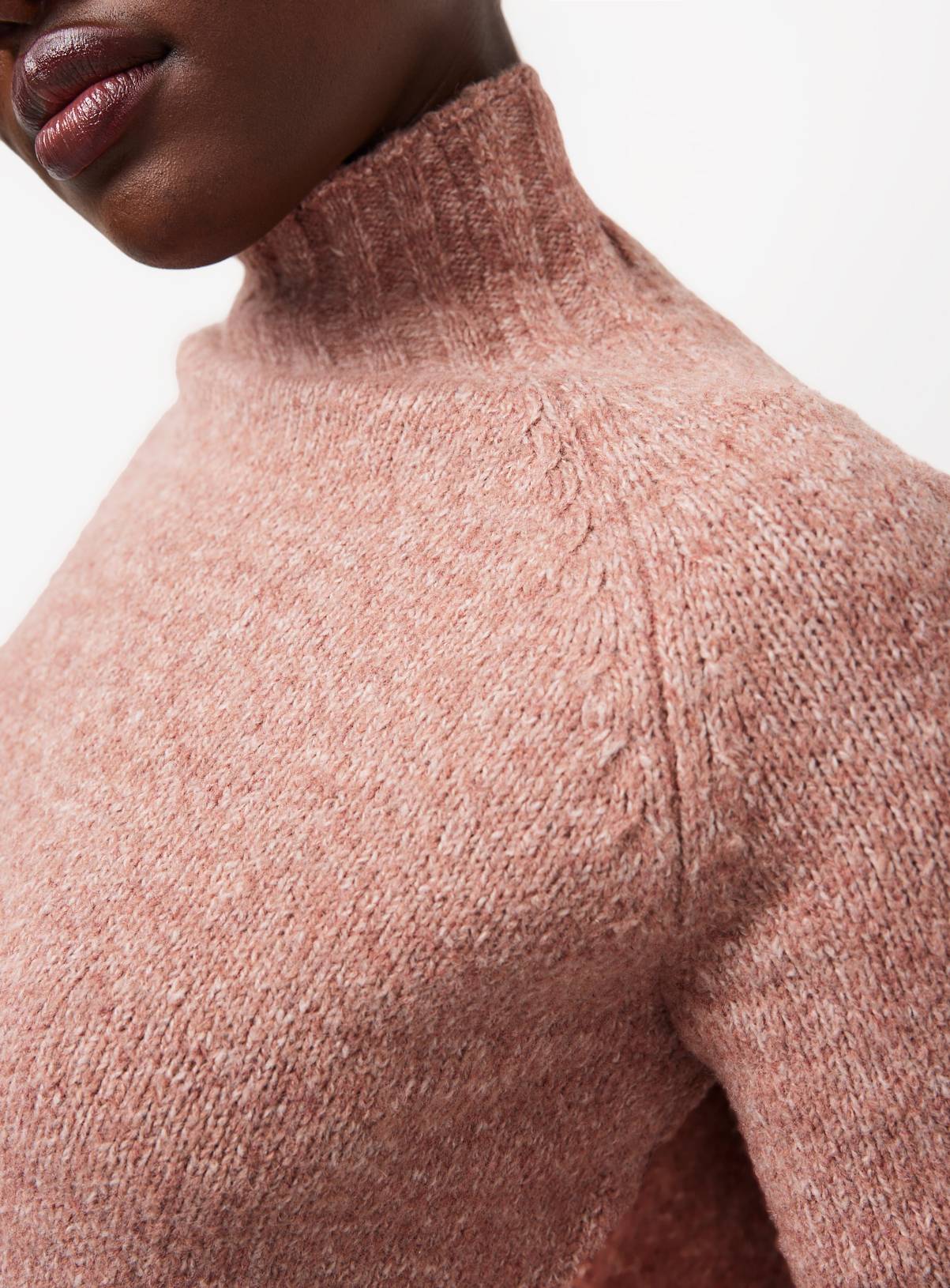 Pink High Neck Neppy Knitted Jumper 6 - Image 3