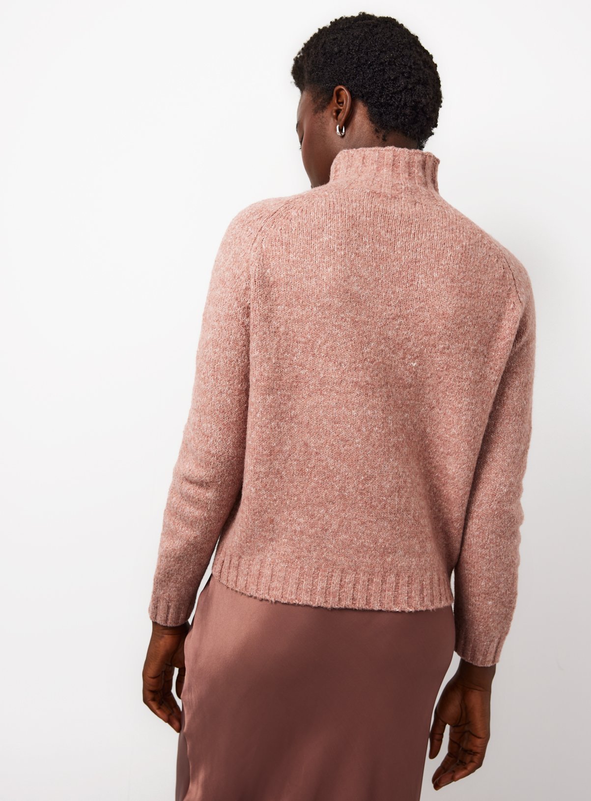 Pink High Neck Neppy Knitted Jumper 6 - Image 4 thumbnail