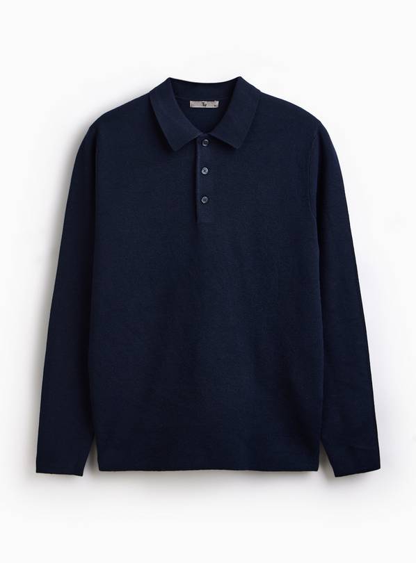Navy Long Sleeve Polo Shirt XXXL